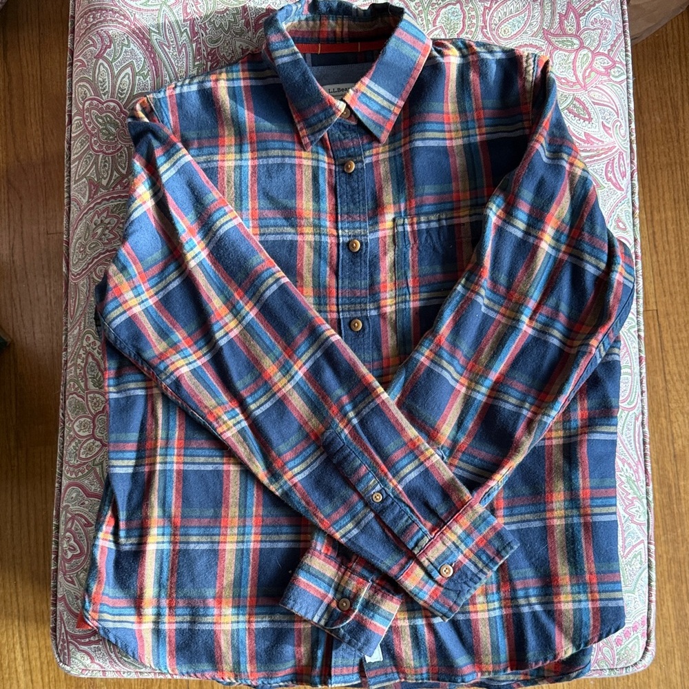 L.L. Bean Multicolor Plaid flannel Button Down Shirt